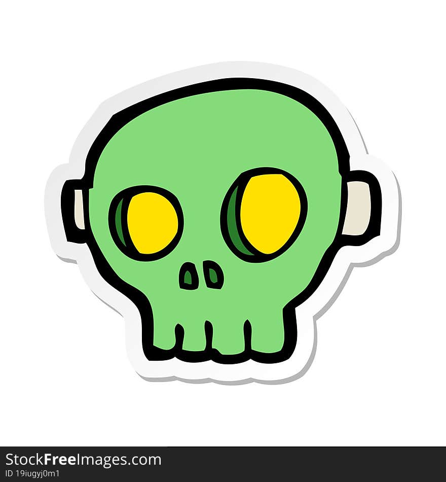 sticker of a cartoon spooky skull mask