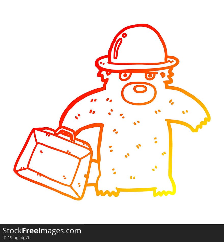 warm gradient line drawing cartoon business bear