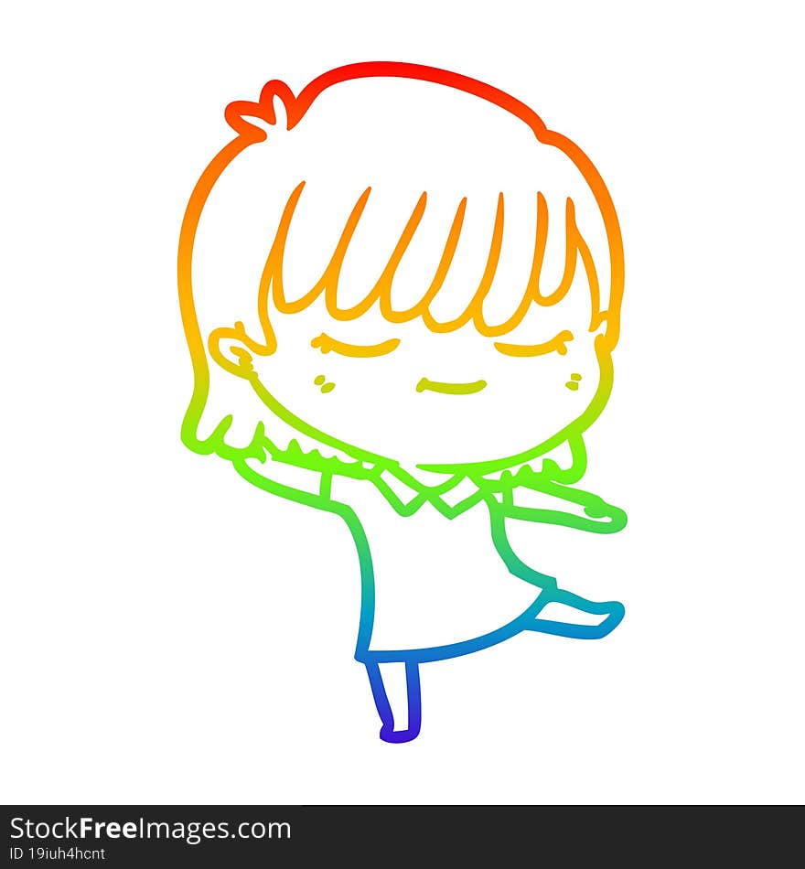 rainbow gradient line drawing of a cartoon woman