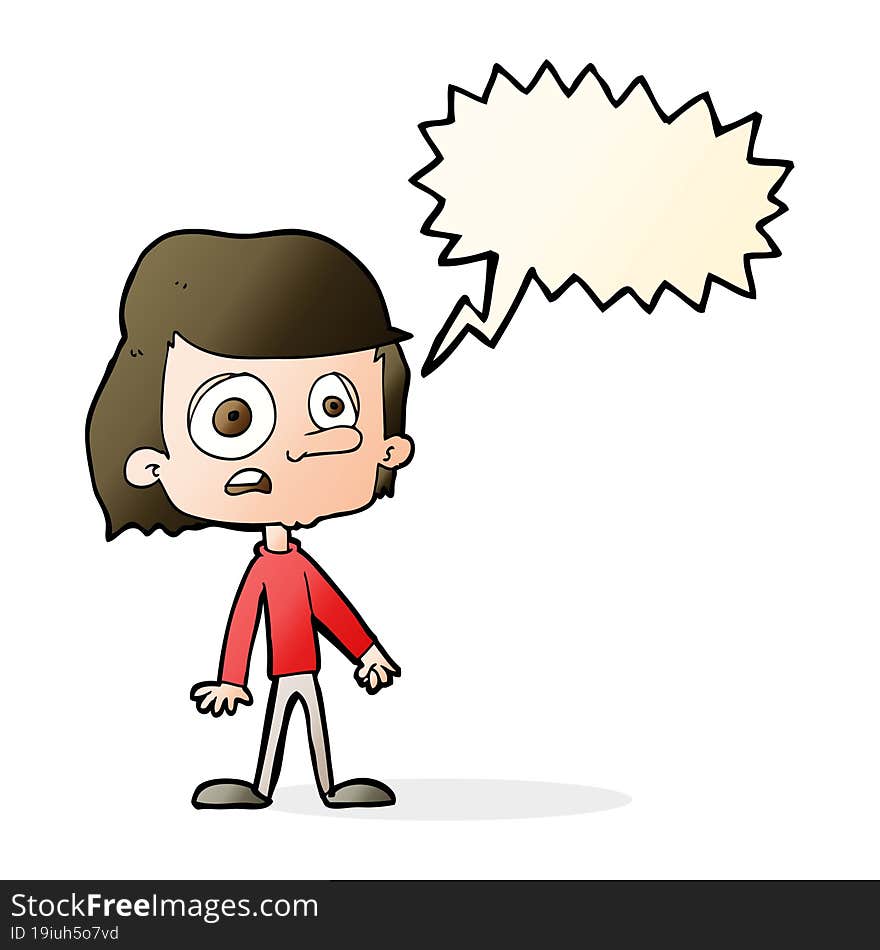 cartoon worried boy with speech bubble