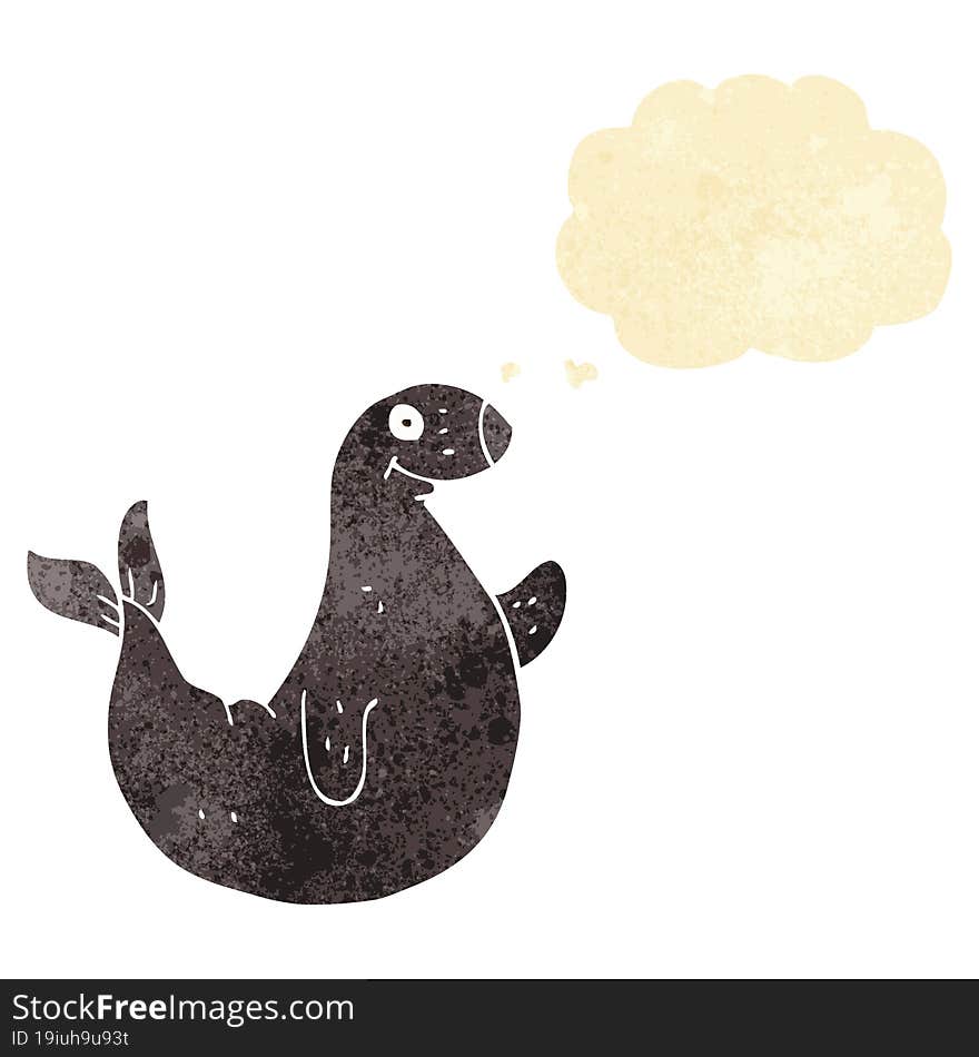 cartoon seal with thought bubble