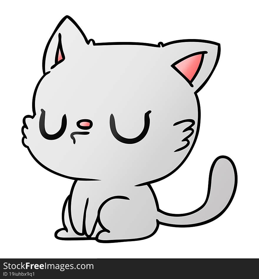 gradient cartoon of cute kawaii cat