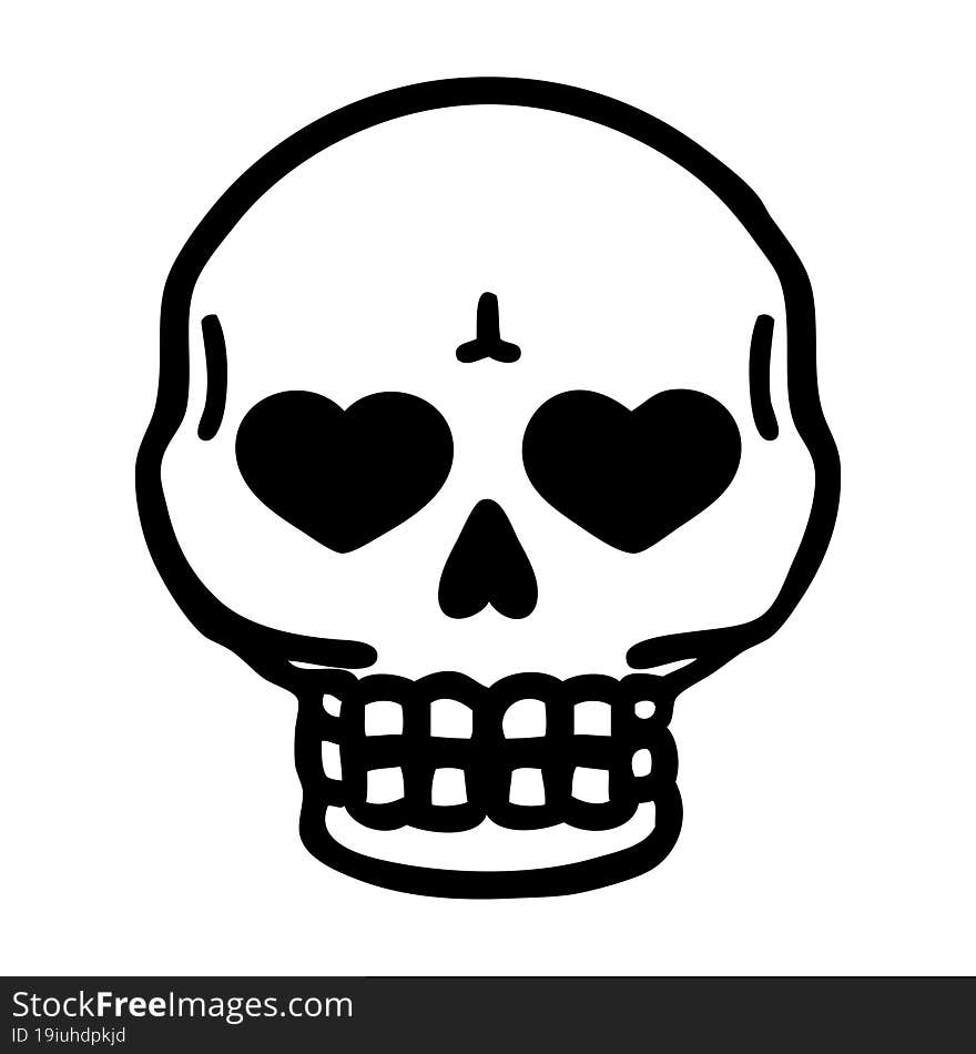 tattoo in black line style of a skull. tattoo in black line style of a skull