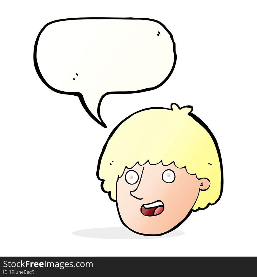 Cartoon Happy Male Face With Speech Bubble