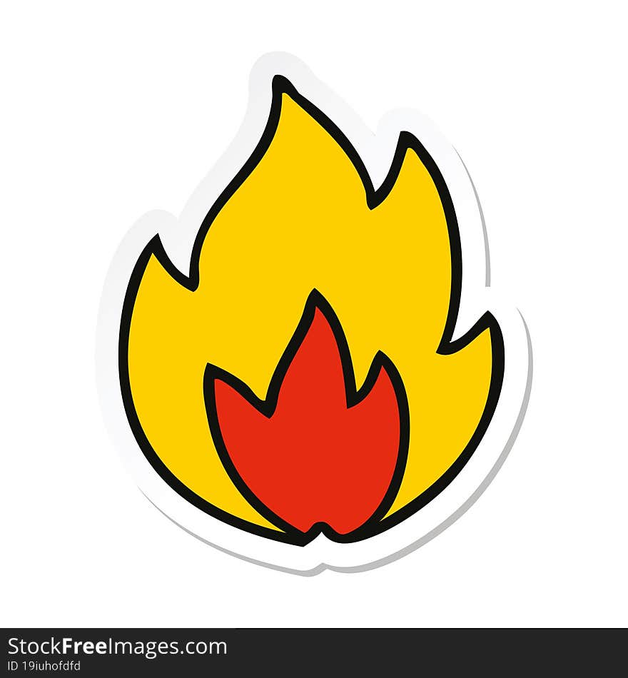 Sticker Of A Cute Cartoon Fire