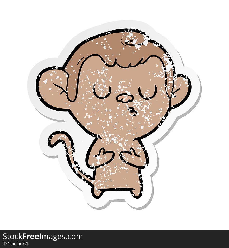 distressed sticker of a cartoon monkey