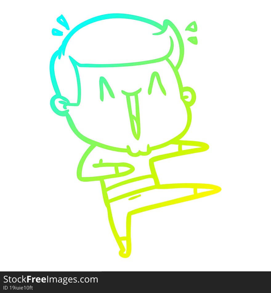 cold gradient line drawing cartoon excited man