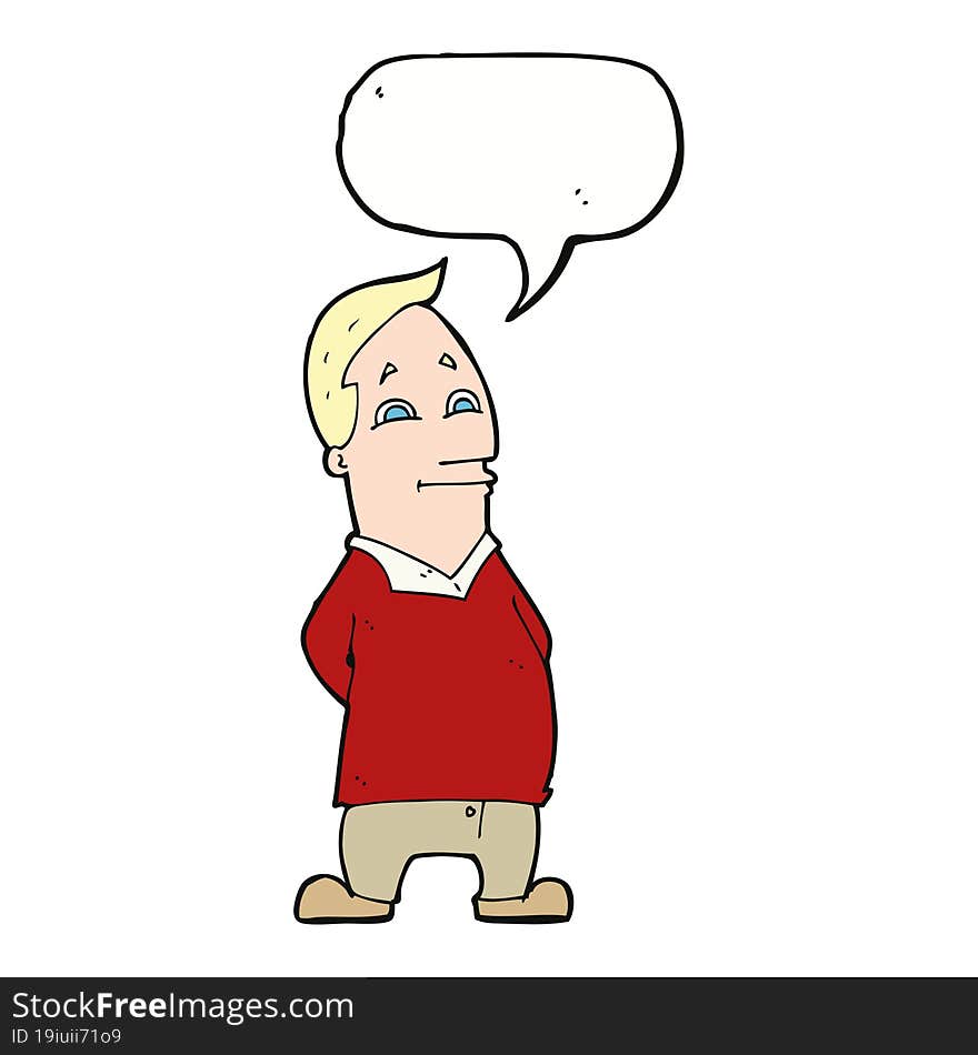 Cartoon Friendly Man With Speech Bubble