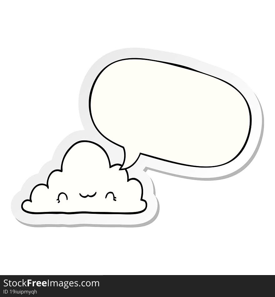 cute cartoon cloud and speech bubble sticker