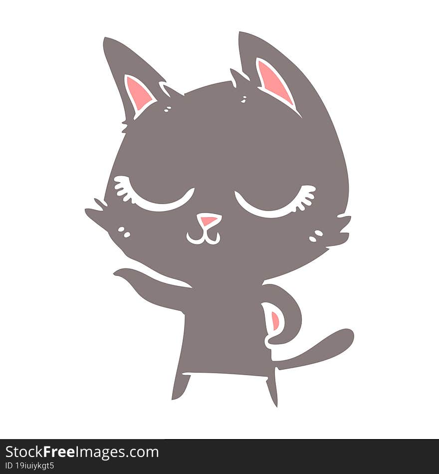 Calm Flat Color Style Cartoon Cat