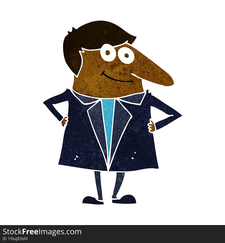 cartoon happy man in suit