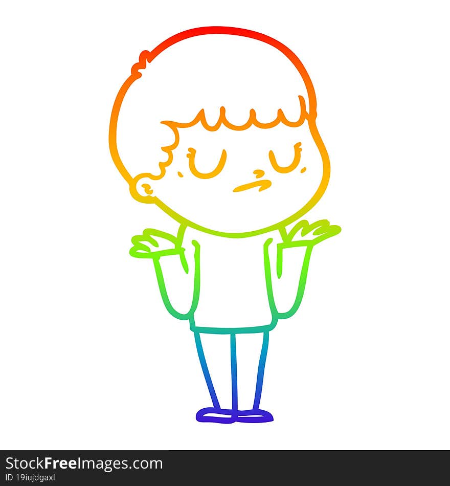 rainbow gradient line drawing cartoon grumpy boy