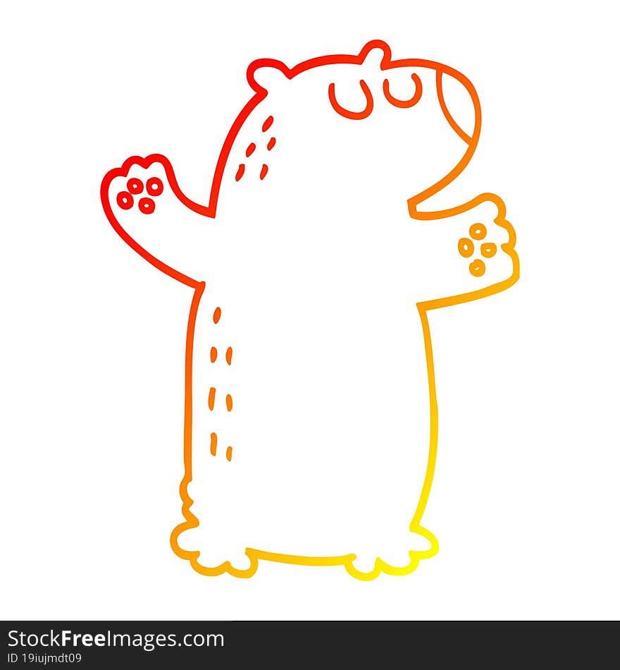 warm gradient line drawing cartoon polar bear