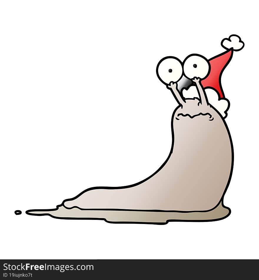 gradient cartoon of a slug wearing santa hat