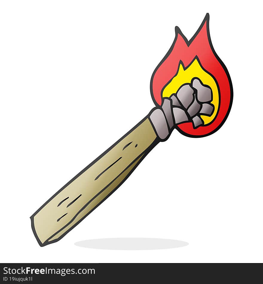 Cartoon Burning Wood Torch