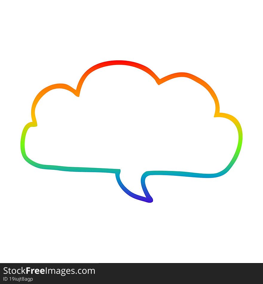 rainbow gradient line drawing cartoon cloud speech bubble