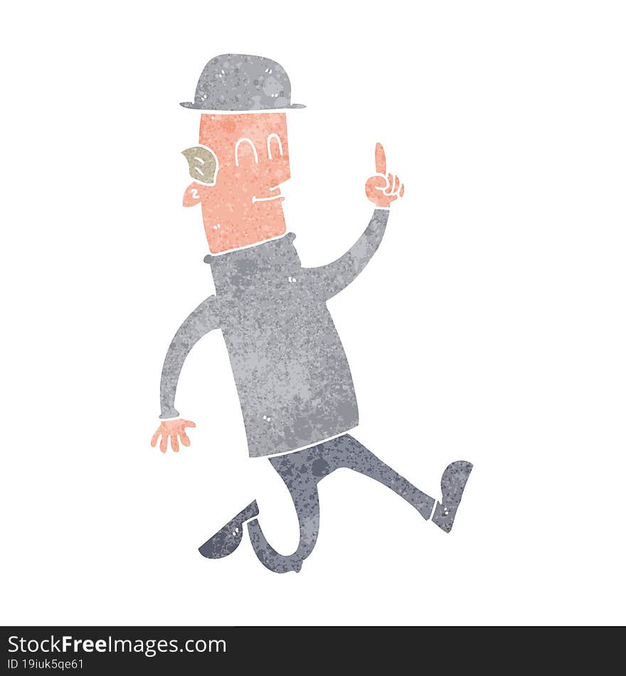 cartoon man wearing bowler hat