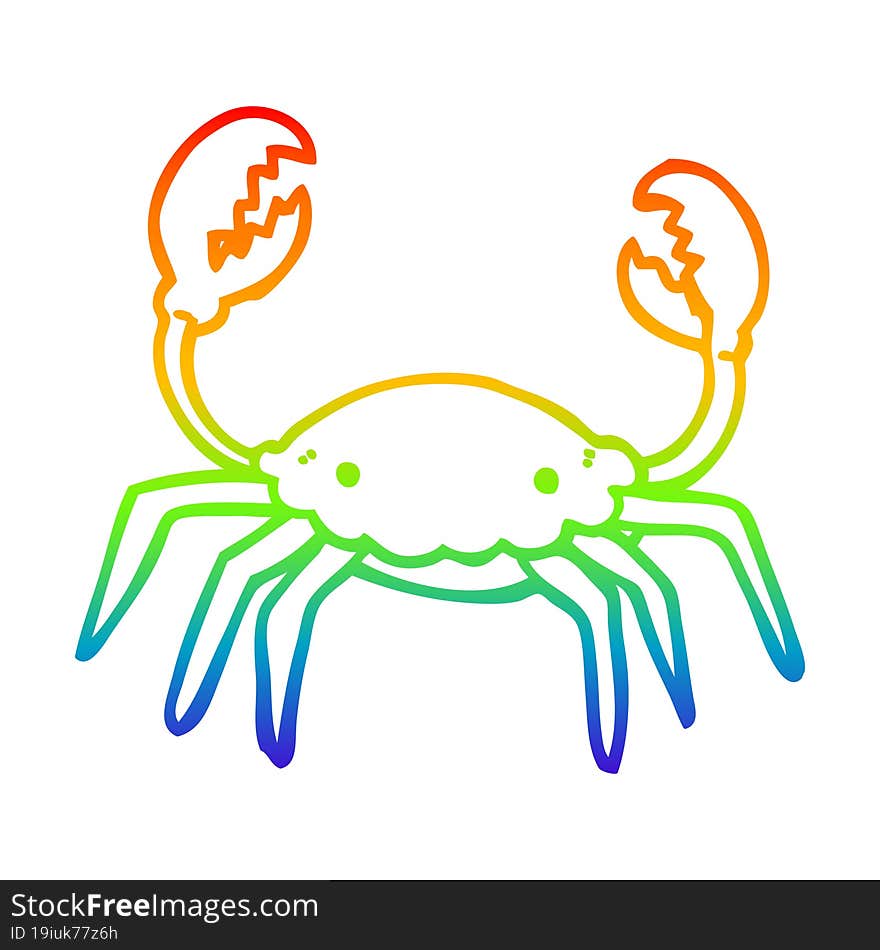 rainbow gradient line drawing cartoon crab