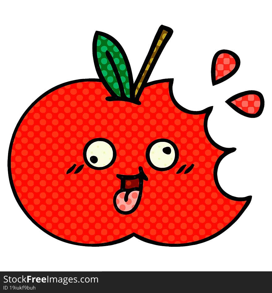 comic book style cartoon of a red apple