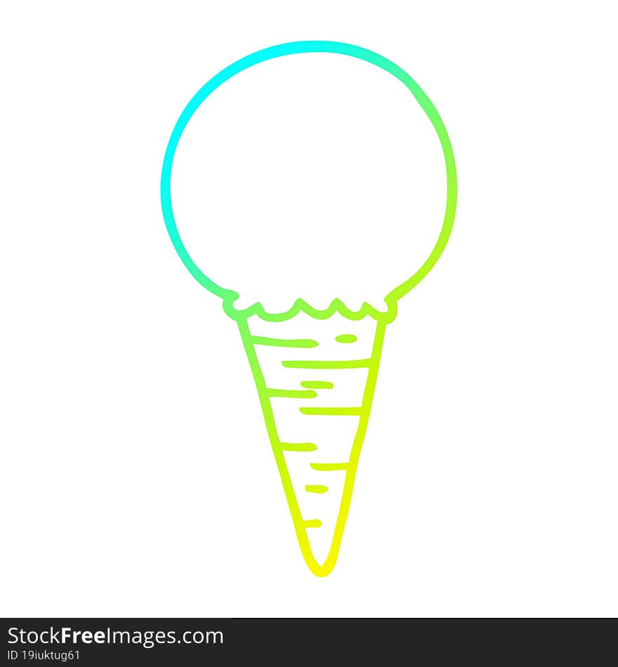 cold gradient line drawing cartoon ice cream cone