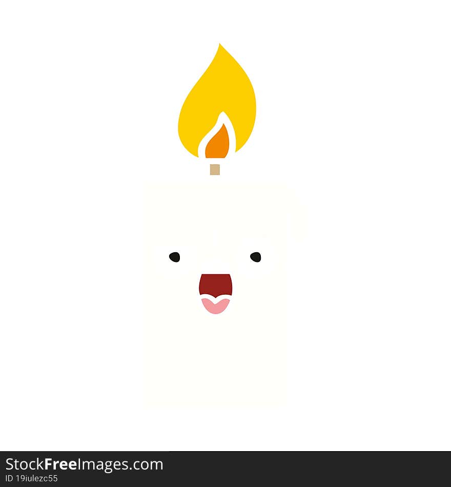 flat color retro cartoon lit candle