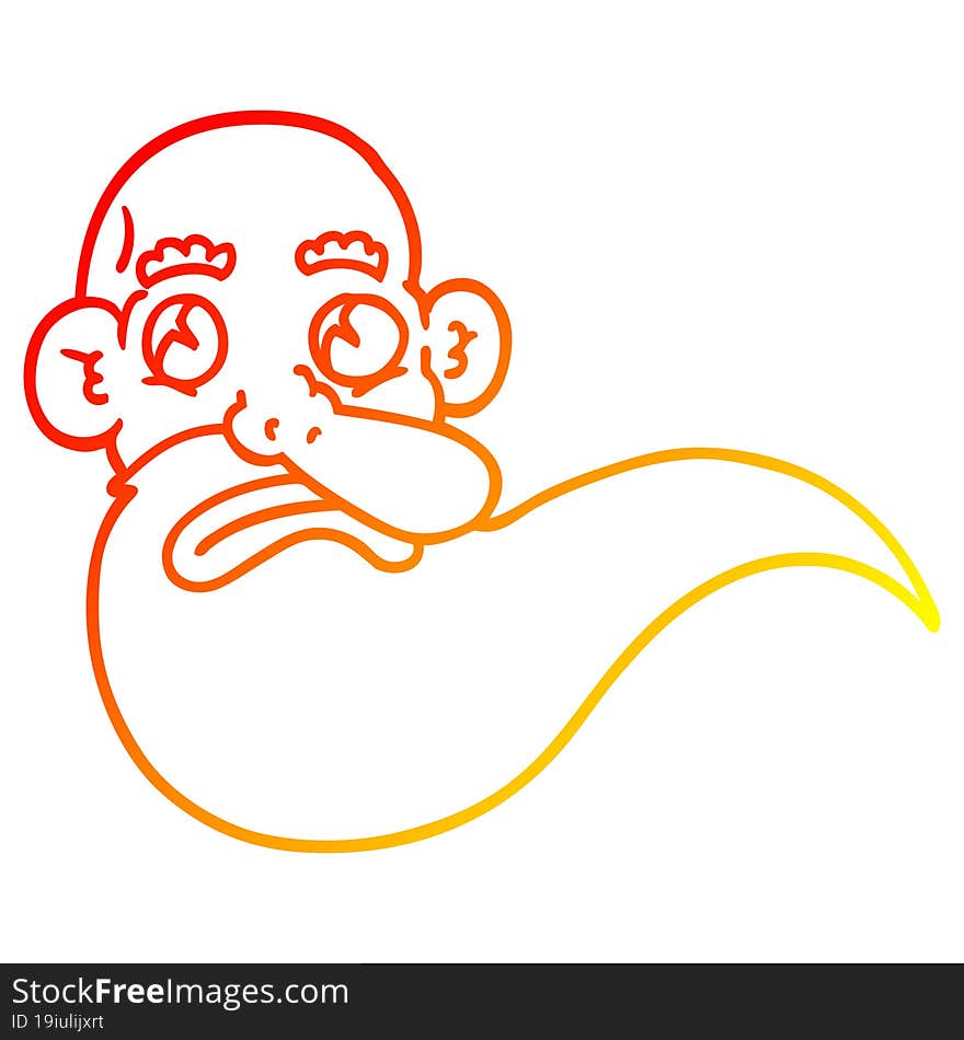 warm gradient line drawing of a cartoon grumpy old man