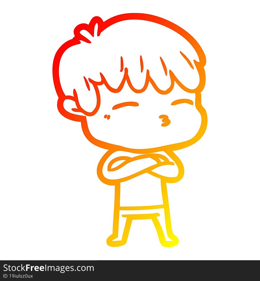 Warm Gradient Line Drawing Cartoon Frustrated Man