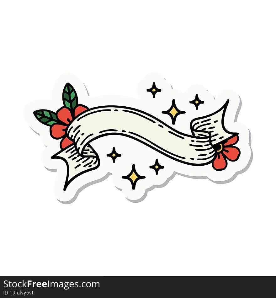 Tattoo Sticker With Banner Of A Stars