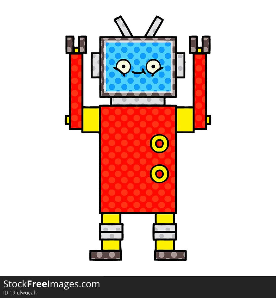 comic book style cartoon of a robot