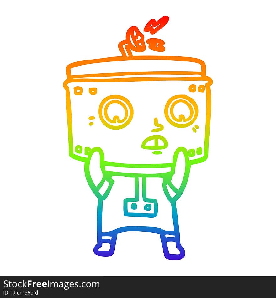 rainbow gradient line drawing cartoon robot