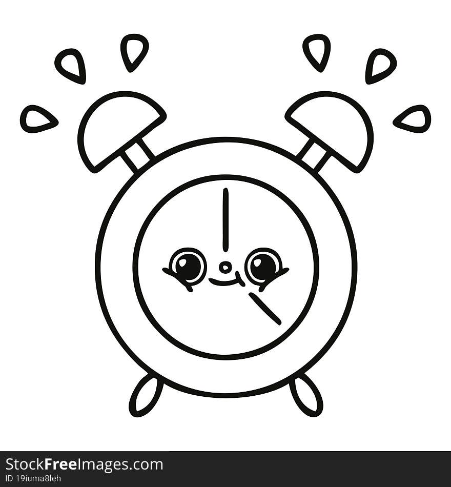 line drawing cartoon alarm clock