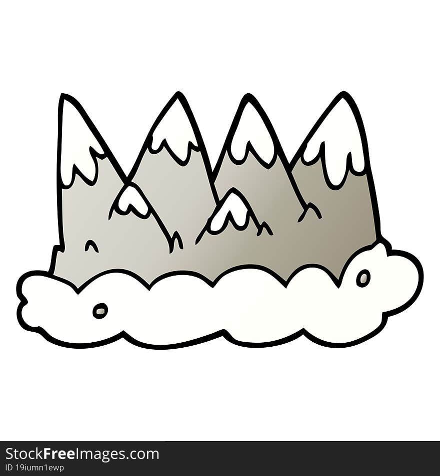 vector gradient illustration cartoon mountains