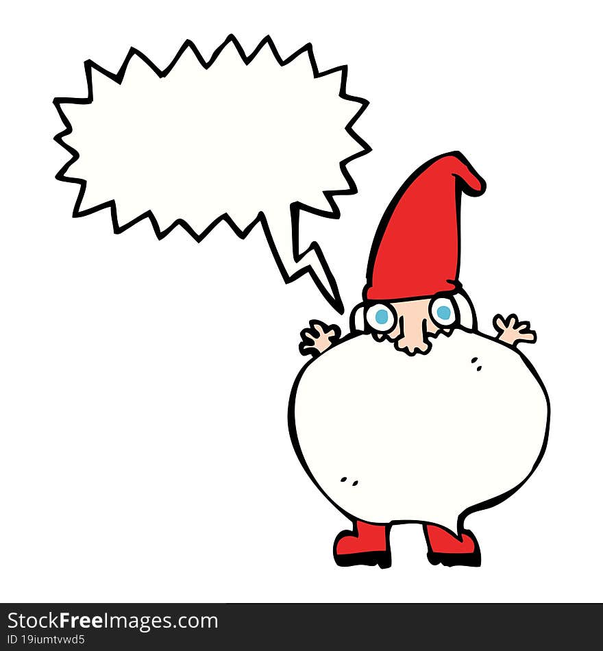 Cartoon Tiny Santa With Speech Bubble