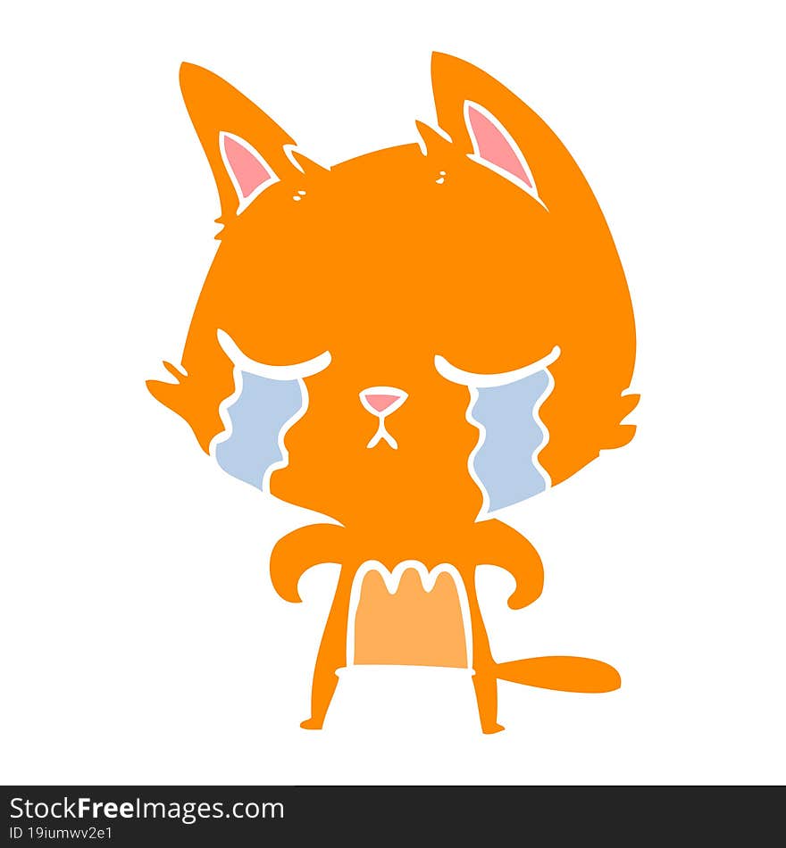 crying flat color style cartoon cat