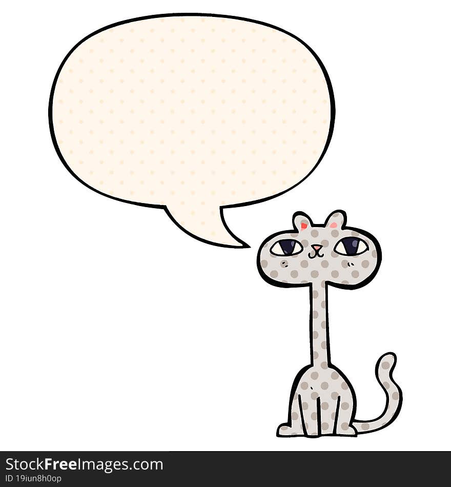 cartoon cat with speech bubble in comic book style