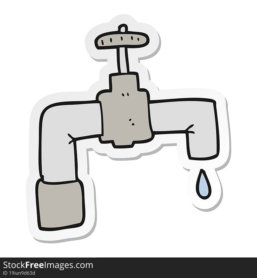 sticker of a cartoon dripping faucet