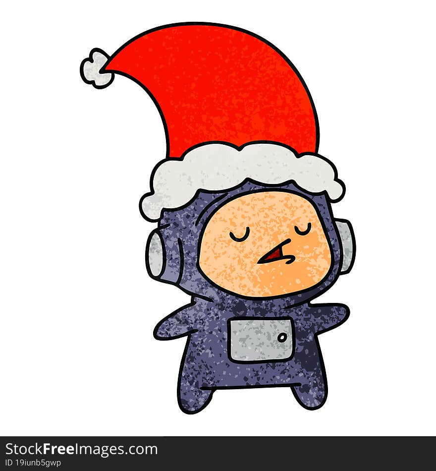 christmas textured cartoon of kawaii astronaut