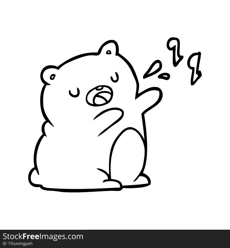 line drawing of a bear singing a song. line drawing of a bear singing a song