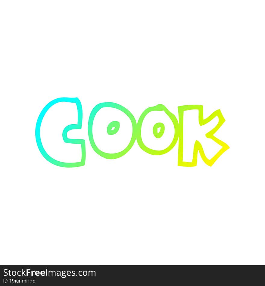 Cold Gradient Line Drawing Cartoon Word Cook