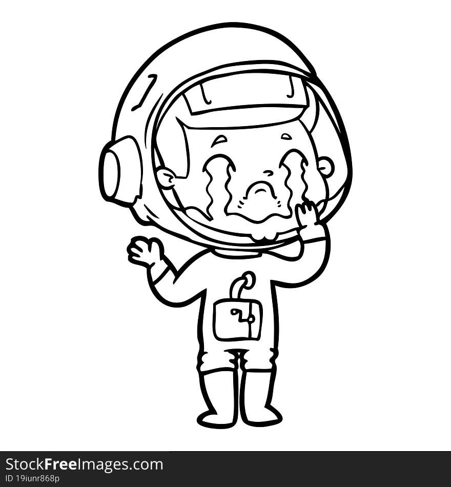 cartoon crying astronaut. cartoon crying astronaut