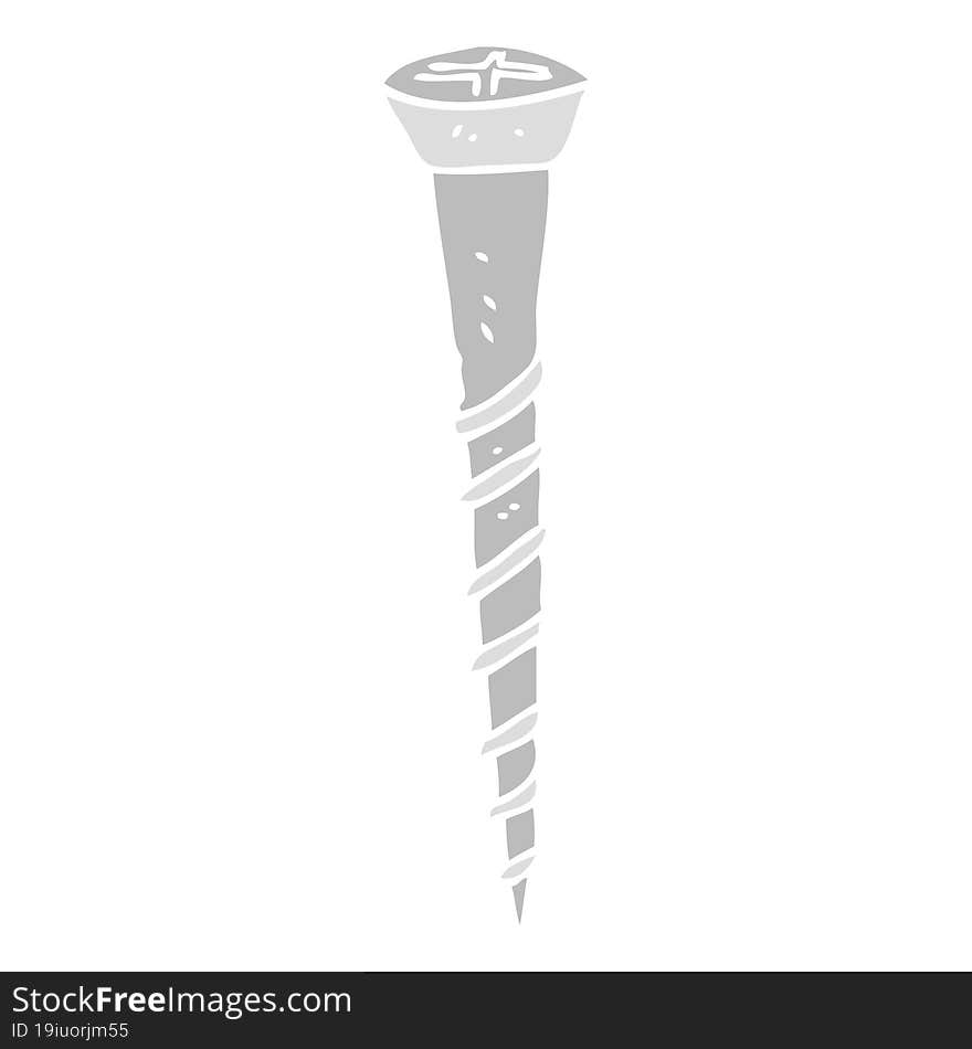 Flat Color Illustration Of A Cartoon Screw