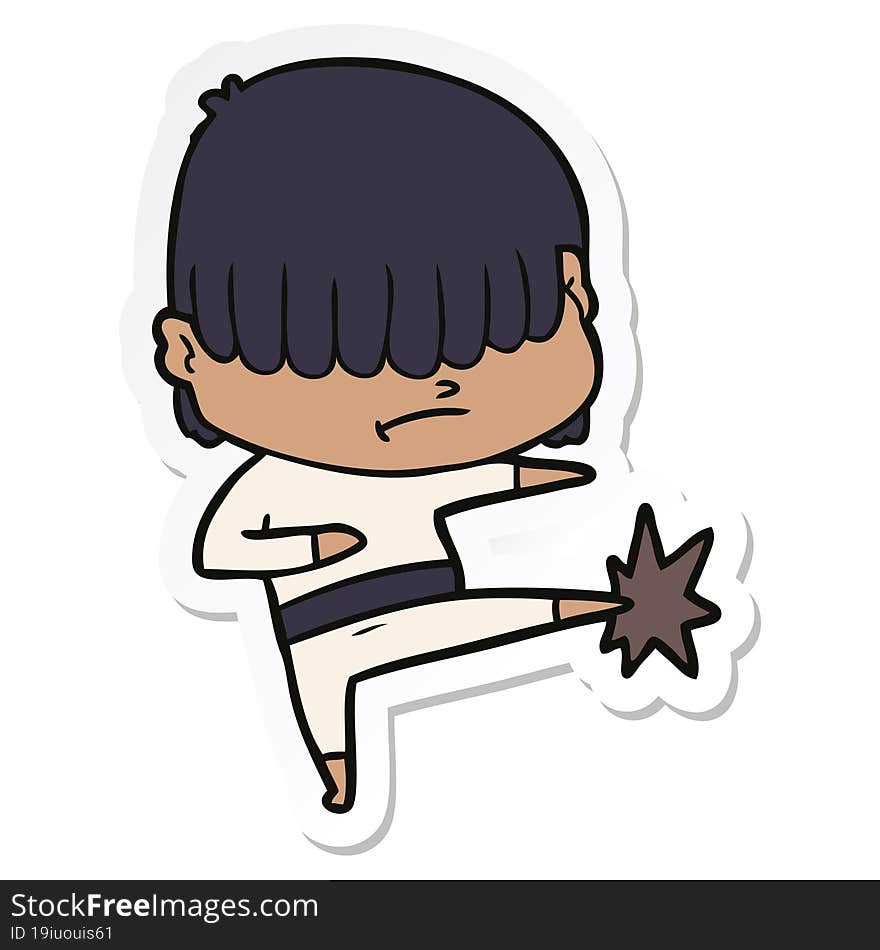 sticker of a cartoon boy with untidy hair