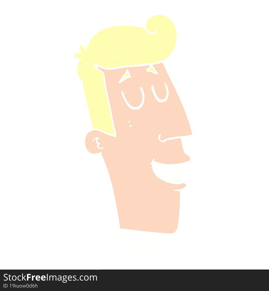 Flat Color Illustration Of A Cartoon Grinning Man