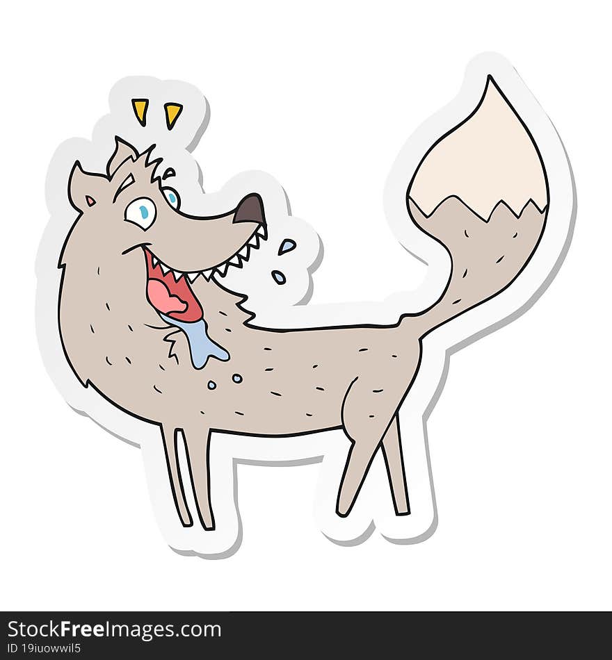 sticker of a cartoon wolf