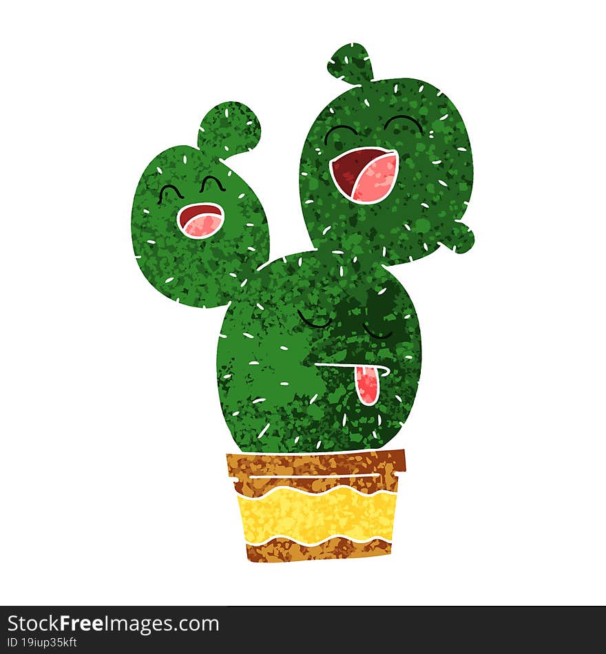 quirky retro illustration style cartoon cactus