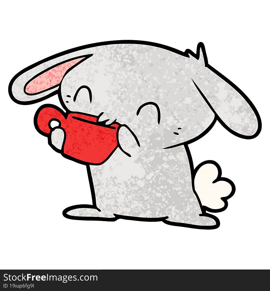 cartoon rabbit drinking tea. cartoon rabbit drinking tea