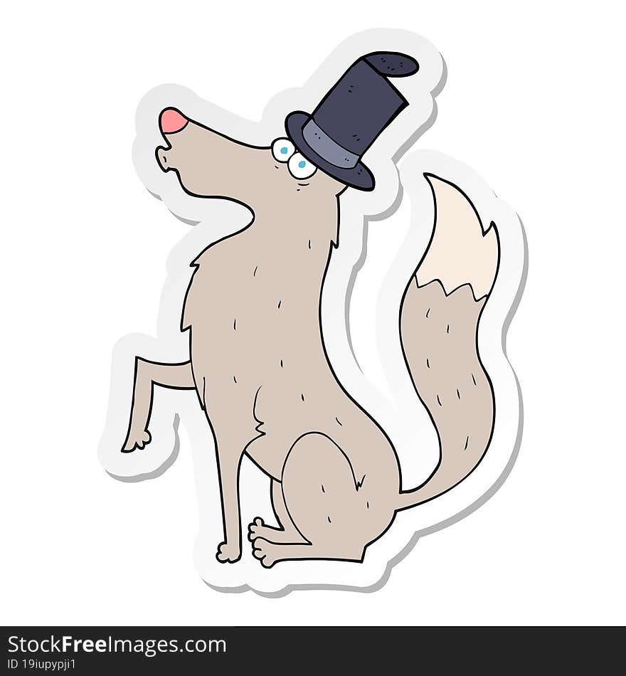 sticker of a cartoon wolf