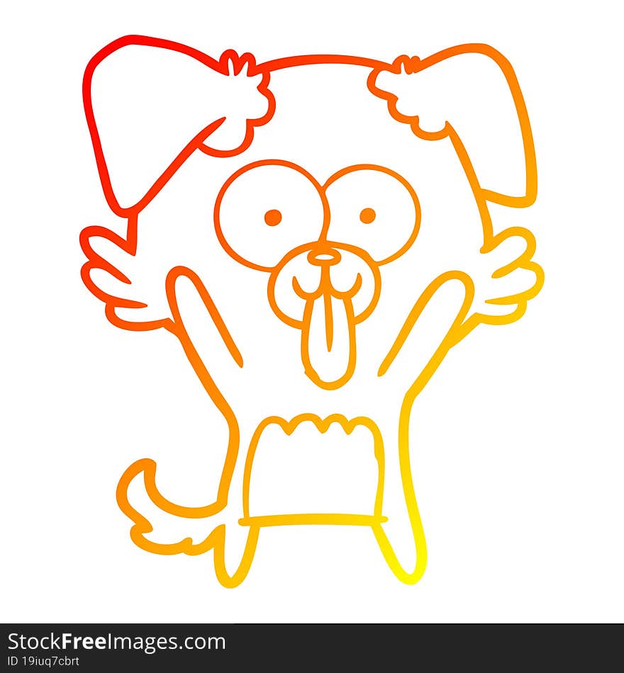 warm gradient line drawing of a cartoon dog with tongue sticking out