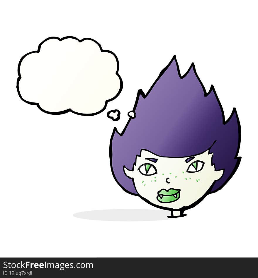 cartoon vampire head with thought bubble