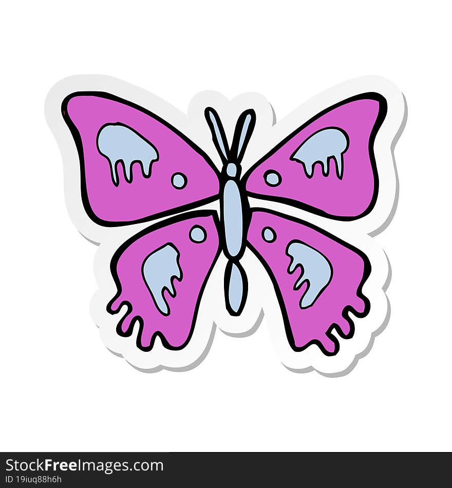 sticker of a cartoon butterfly